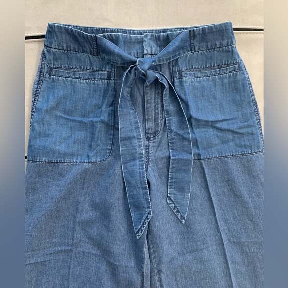 NWT J.Crew Cropped Chambray Pants with tie size 8 - Picture 5 of 10
